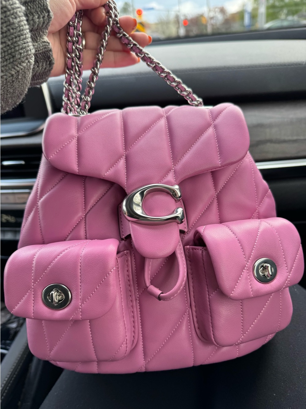 Coach Quilted Tabby Leather Backpack in Pink - Picture 6 of 10
